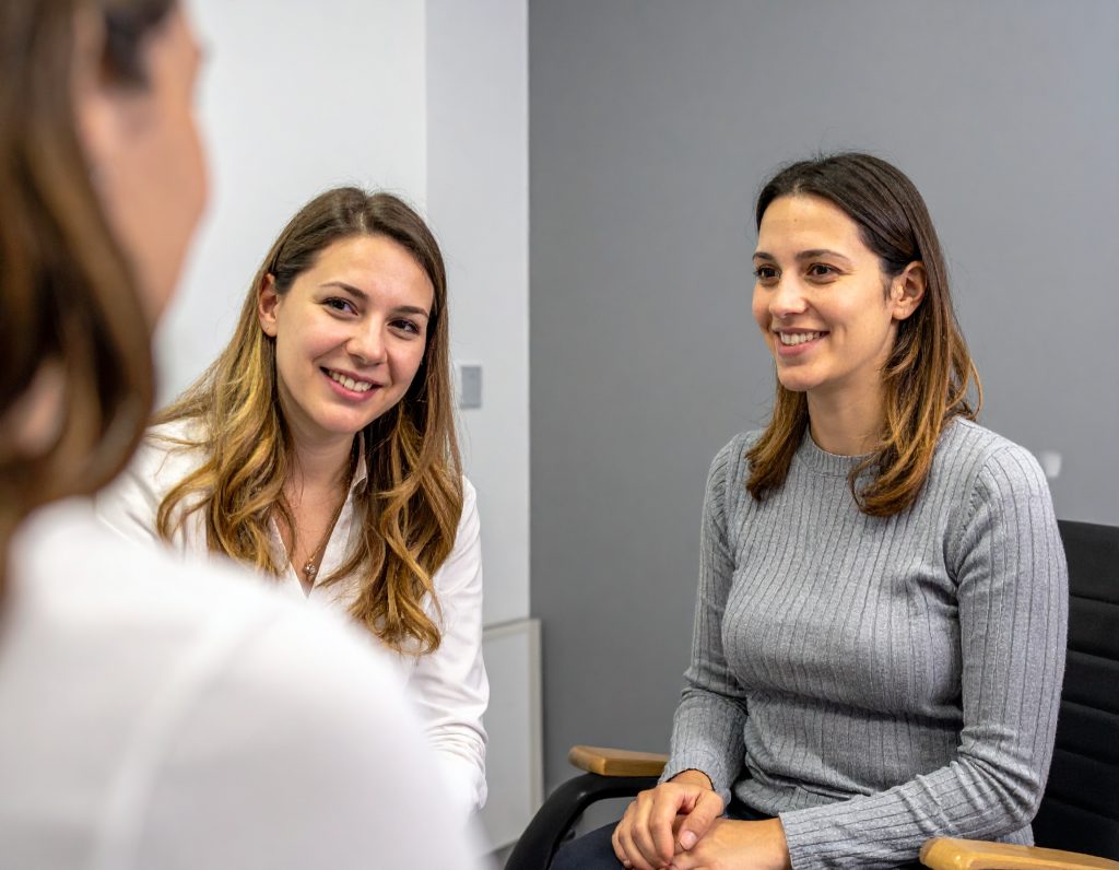 AI image of a meeting with three people