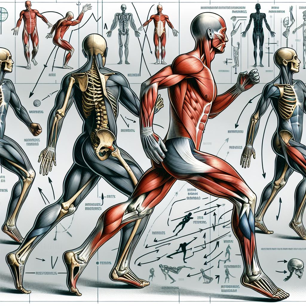 AI image that represents biomechanics and resembles a diagram that might be used in teaching